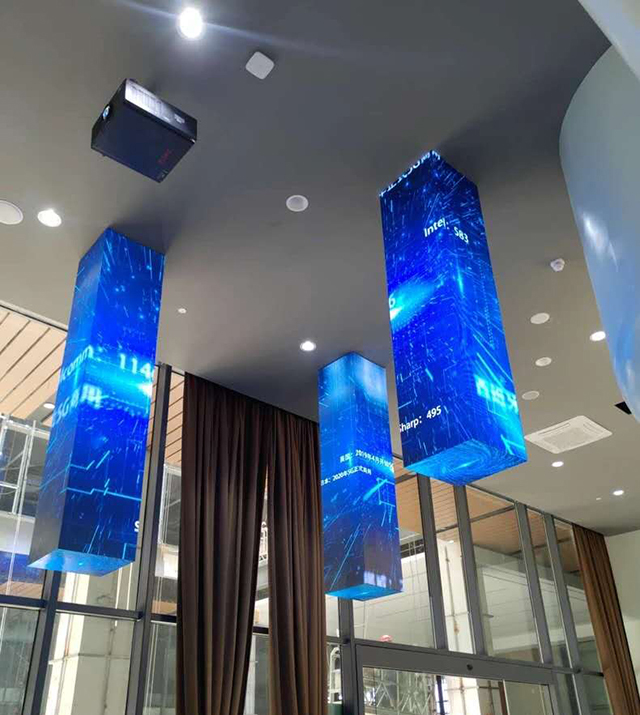 杭州城西科创中心展厅柱形屏由上海智彩科技承制
